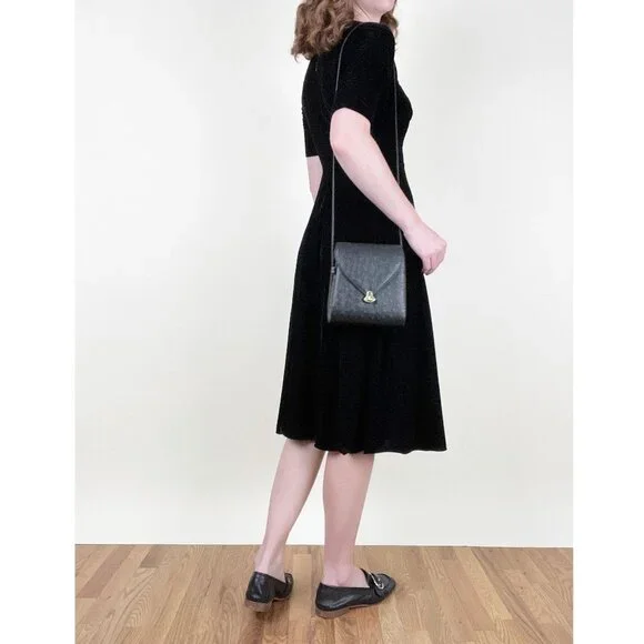 New Velvet Fit & Flare Princess Midi Dress Pleated Ruched Whimsigoth Dark Formal - Picture 2 of 9